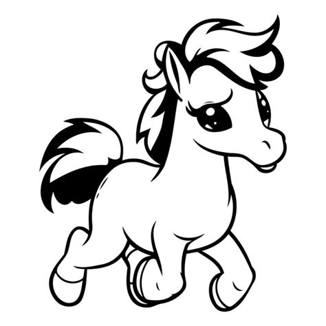 Premium Vector Cute Cartoon Pony Running Vector Illustration Isolated