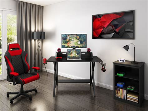 48in Decatur Black Gaming Desk - LevelUp Gear - Gaming Furniture