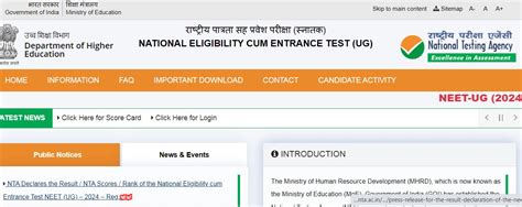 Neet Ug Result Live Check Nta Score Rank Exams Nta Ac In Neet