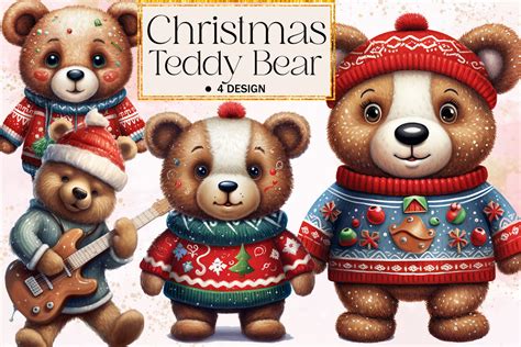 Christmas Teddy Bear Clipart Graphic By Ak Artwork · Creative Fabrica