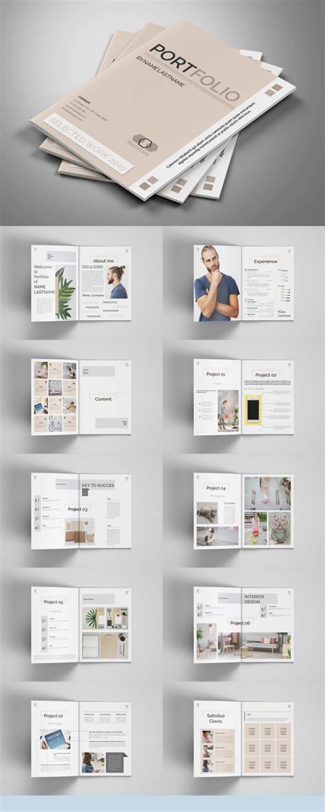 Graphic Design Portfolio Brochure Template With Beige Accents