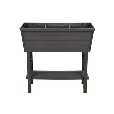 Vigoro In W X In H Elevated Resin Patio Garden Bed In Brown