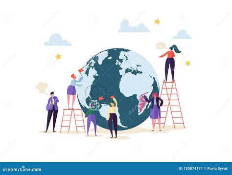 Global Business Concept With Characters Working Together People