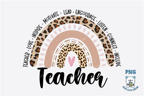 Leopard Teacher Boho Rainbow Sublimation Graphic By Bear Eats Cheese