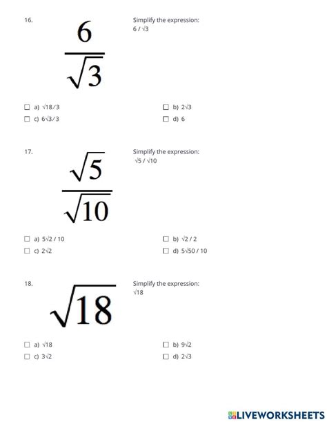 Kutasoftware Algebra Adding And Subtracting Radicals Part