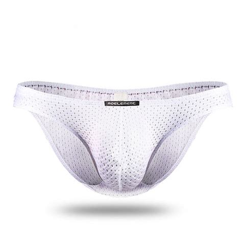 Mens Mesh Ice Silk Breathable Briefs Omffiby