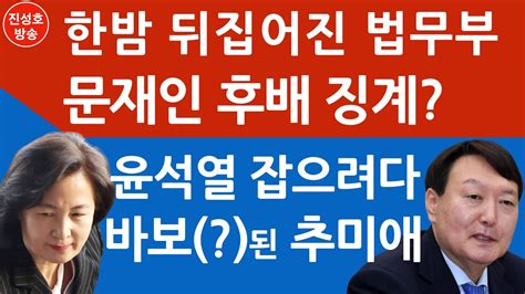 한밤에 추미애 윤석열 정면충돌 진성호의 융단폭격 Youtube