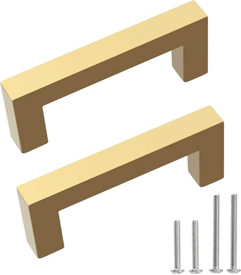 Redunest Cabinet Pulls Gold Cabinet Handles Square Drawer Pulls 2 Pack