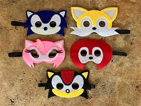 SET Of 5 Sonic The Hedgehog Party Masks Sonic The Hedgehog Etsy