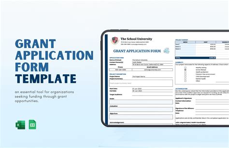 Grant Application Form Template in Excel, Google Sheets - Download ...