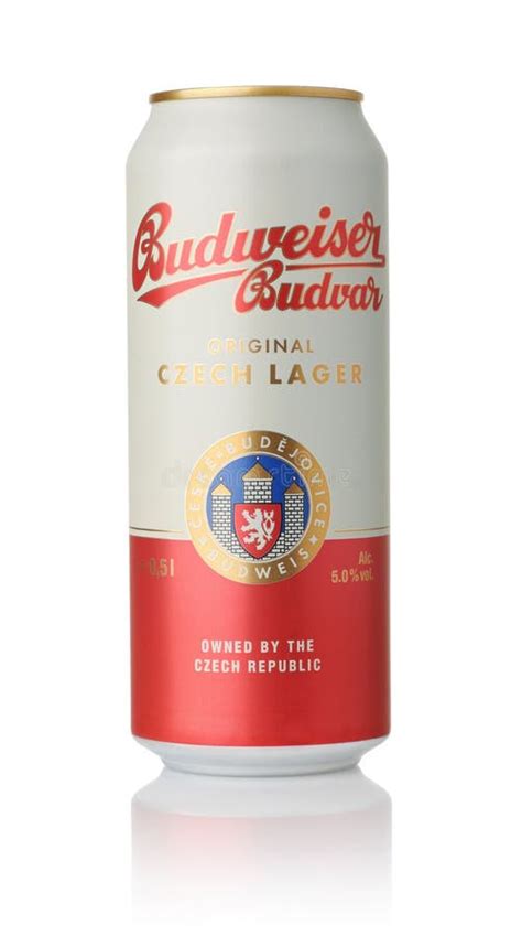 Front View Of Budweiser Budvar Lager Beer Can Editorial Stock Photo