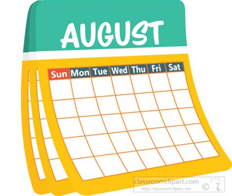 August Calendar Clip Art - Printable Calendar Collection