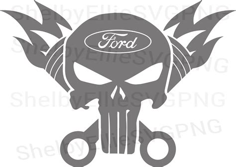 Ford Punisher Skull With Ford Logo And Gears Punisher Ford Etsy