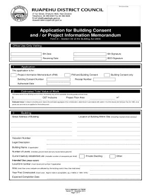 Fillable Online Ruapehudc Govt Application For Building Consent And Or