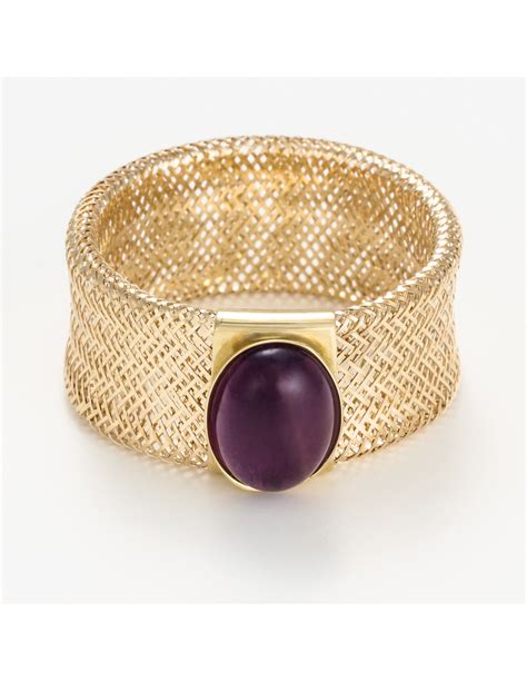 Bague Or Jaune Amethyste Flamboyant