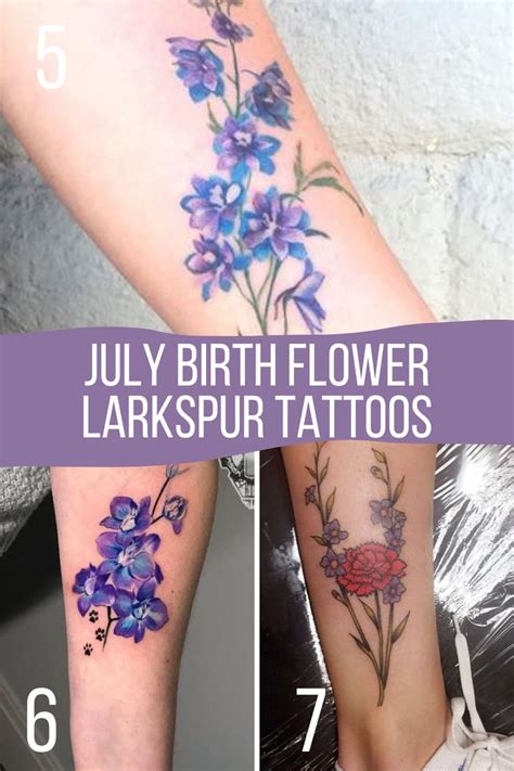 July Birth Flower Tattoos {The Larkspur} - TattooGlee | Name flower ...