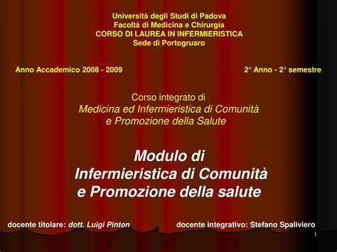 PPT Corso integrato di Medicina ed Infermieristica di Comunità e