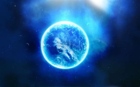 Blue Planet Illustration Space Art Space Planet Glowing Hd