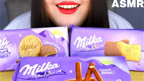 ASMR MILKA COOKIE PARTY CHOCO MOO CHOCO STICKS CHOCO GRAIN EATING SHOW