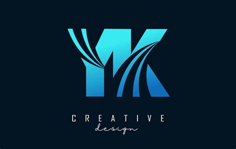 Creative Blue Letters YK Y K Logo With Leading Lines And Road Concept