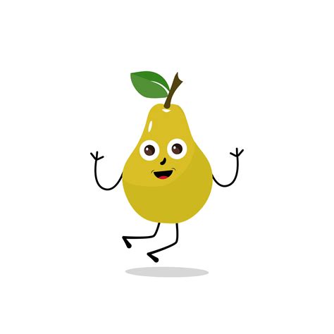 Pear Fruit Cartoon Cute Vector Set Of Pear Fruit Character In