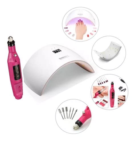 Combo Lampara Led uv Uñas 24 Wats Kit Pulidor Cuotas sin interés