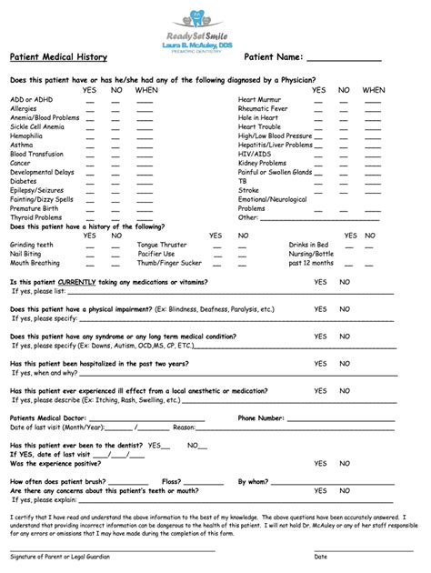 Fillable Online Patient Medical History Patient Name Fax Email Print