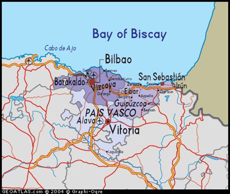 Map of Basque Country, Spain, Pais Vasco map