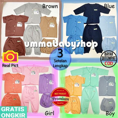 Jual 6 Pcs 3 Set Setelan Baju Bayi Baru Lahir Lengan Panjang Paket