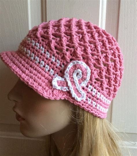 Breast Cancer Awareness Crochet Hat Pink Chemo Cap Breast