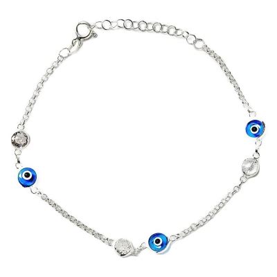 ANDREA COGGIOLA JOYAS Pulsera 3 Ojos Turco Circón Plata Fina 925