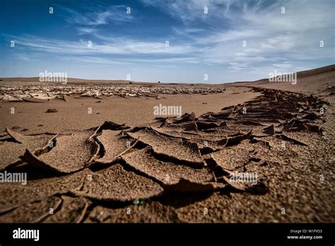 Dried Ground With Cracked Desert Soil Erg Chegaga Sahara Morocco