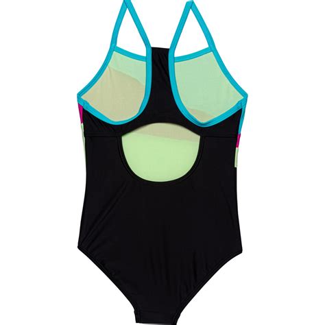 Speedo Big Girls Solid Radiating Splice One Piece Swimsuit Upf 50