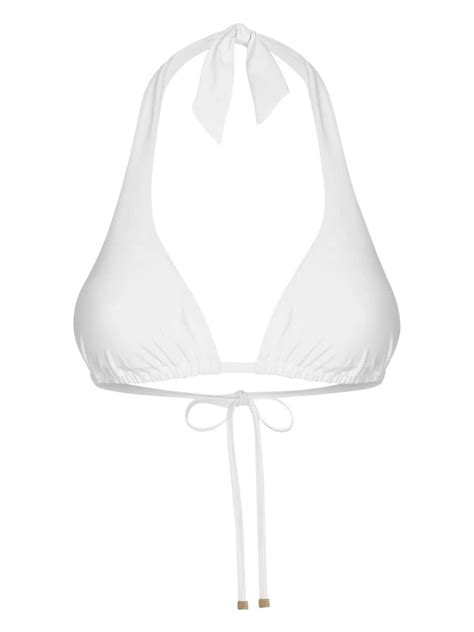 Dolce Gabbana Halterneck Triangle Bikini Top White Editorialist