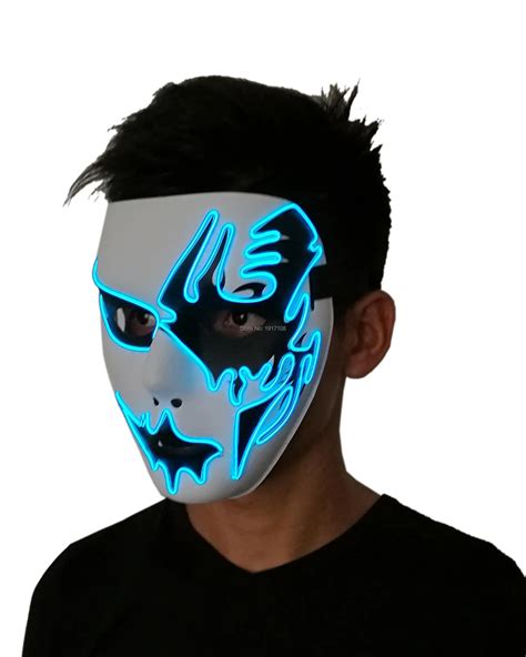 Wholesale 10 pcs halloween Mask 10 colors Select Cosplay Glow LED Mask ...