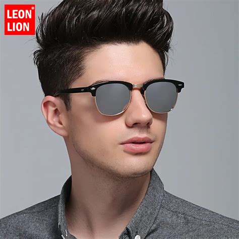 Leonlion Polarized Semi Rimless Sunglasses Women Men Vintage Rice