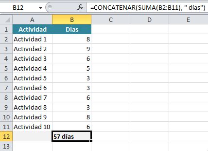 Agregar texto al resultado de una fórmula en Excel Excel Total