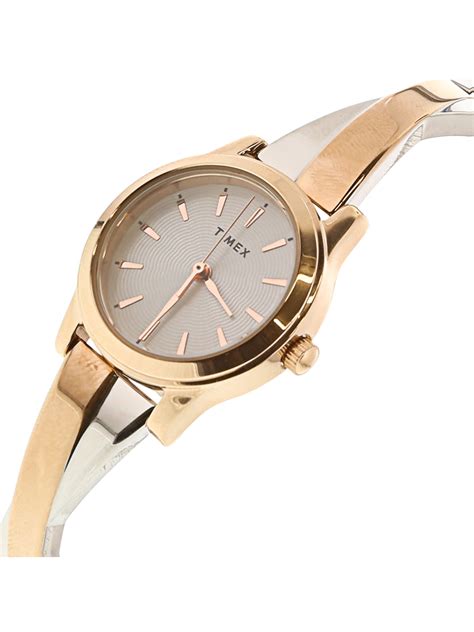 Timex Tw2r989009j 25 Mm Womens Stretch Bangle Crisscross Expansion Band Watch Rose Gold Tone