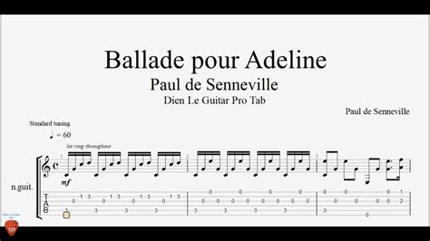 Ballade Pour Adeline Guitar Tutorial TAB YouTube