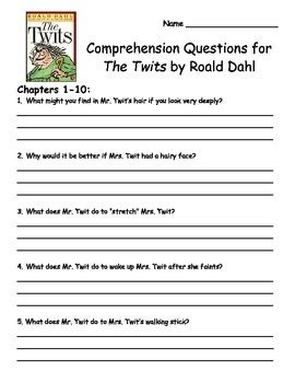 The Twits By Roald Dahl Comprehension Packet By Cookie S Corner TPT