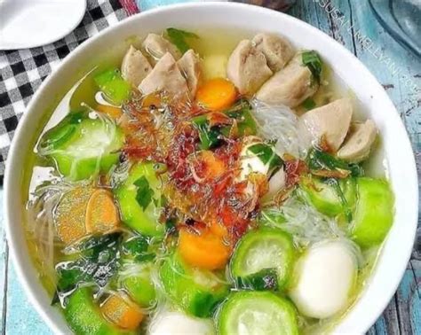 Menu Masakan Harian Resep Sop Oyong Bihun Bakso Sapi