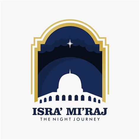 Premium Vector Flat Isra Miraj Poster With Mosque Moon And Night Sky