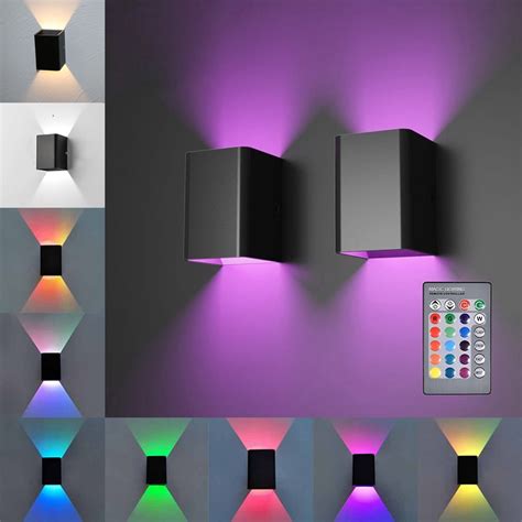 Rosnek Modern Led Wall Sconce Up Down Rgb Wall Mount Light With Remote