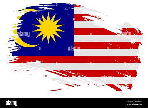 Malaysia Brush Stroke Flag Vector Background Hand Drawn Grunge Style