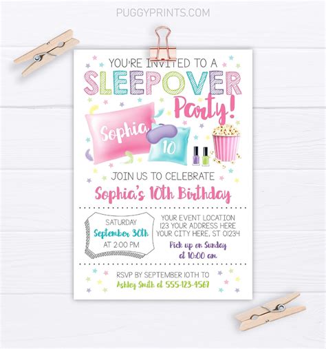 Sleepover Invitation Slumber Party Invitation Sleepover Birthday