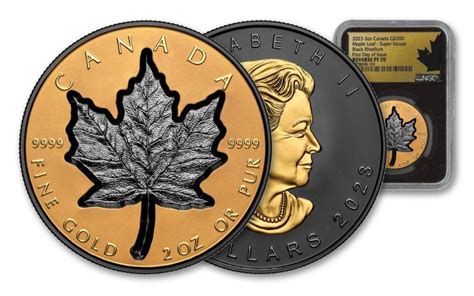 Canada Oz Gold Super Incuse Maple Leaf Black Rhodium