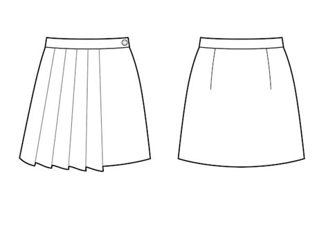 Premium Vector Technical Drawing Sketch Skirt With Pleats Vector