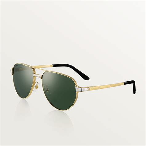 Cresw Santos De Cartier Sunglasses Smooth And Brushed Golden