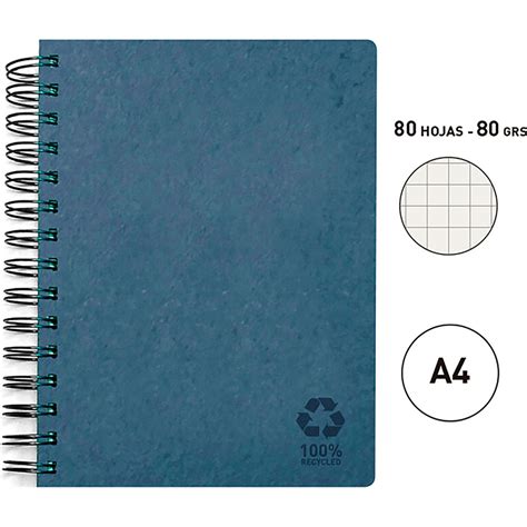 Cuaderno Profesional Senfort Eco Espiral Cuadro Chico Hojas Azul