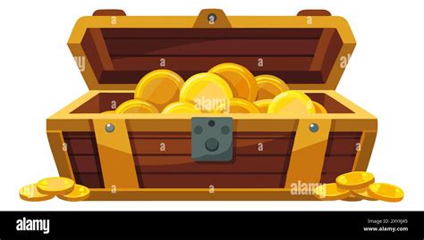 Cartoon Open Treasure Chest Vector Illustration Pirate Treasures Clip